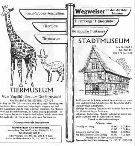 Wegweiser zu den Alfelder Museen